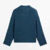 Cotton Blend Knit Sweater with Knot Details