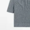 Cotton Blend Knit Sweater with Mock Turtleneck
