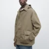 Cotton Blend Parka with Pockets