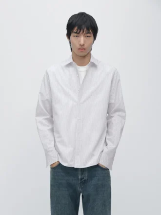 Cotton Blend Regular Fit Striped Shirt