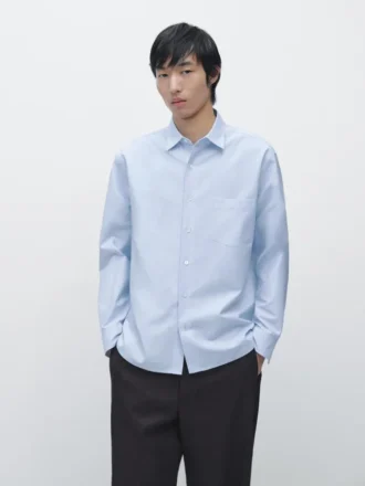 Cotton Blend Shirt with Pocket Detail