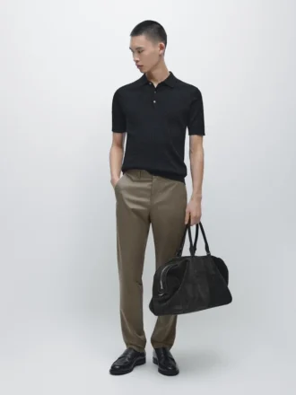 Cotton Blend Slim Fit Pants