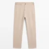 Cotton Blend Slim Fit Trousers