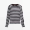 Cotton Blend Striped Long Sleeve T-Shirt