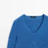 Cotton Blend V-Neck Knit Sweater