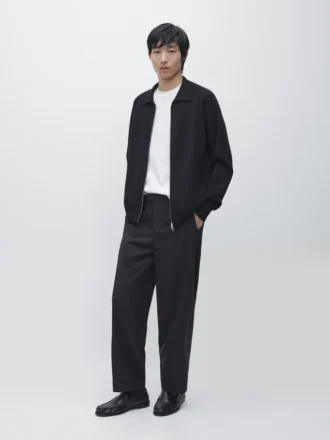 Cotton Blend Zip-Up Knit Cardigan