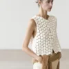 Cotton Crochet Vest with Floral Details