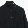 Cotton High Neck Knit Cardigan