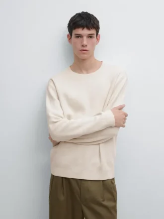 Cotton Knit Crew Neck Sweater