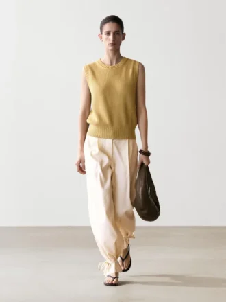 Cotton Knit Crew Neck Vest