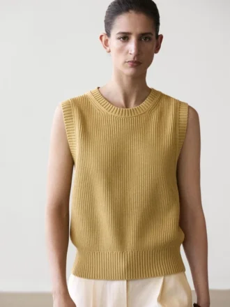 Cotton Knit Crew Neck Vest