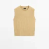 Cotton Knit Crew Neck Vest