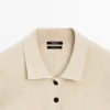 Cotton Knit Polo Collar Cardigan