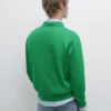 Cotton Knit Polo Collar Sweater