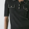 Cotton Knit Polo Shirt with Contrast Detail