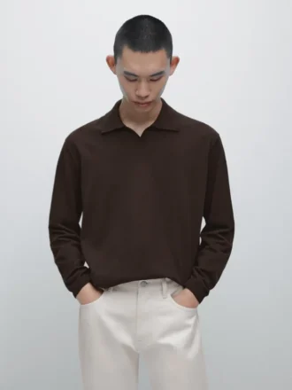 Cotton Knit Polo Sweater