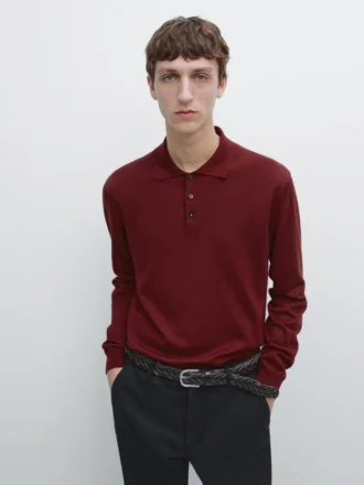 Cotton Knit Polo Sweater