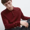 Cotton Knit Polo Sweater