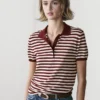 Cotton Polo Shirt with Striped Details