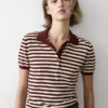 Cotton Polo Shirt with Striped Details