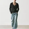 Cotton Striped Knit Polo Sweater