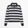Cotton Striped Knit Polo Sweater