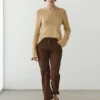 Cropped Suede Leather Trousers with Drawstrings