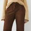 Cropped Suede Leather Trousers with Drawstrings