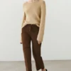 Cropped Suede Leather Trousers with Drawstrings