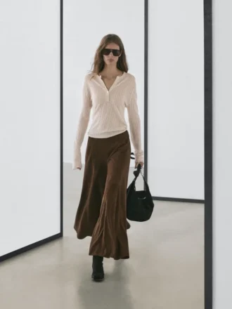 Cutwork Wool Blend Henley Sweater