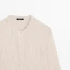 Cutwork Wool Blend Henley Sweater