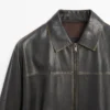 Distressed Effect Leather Jacket