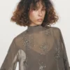 Embroidered Semi-Sheer Blouse