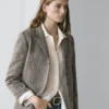 Flecked Wool Blend Blazer