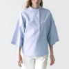 Flowing Blouse with Buttoned Collar Detail