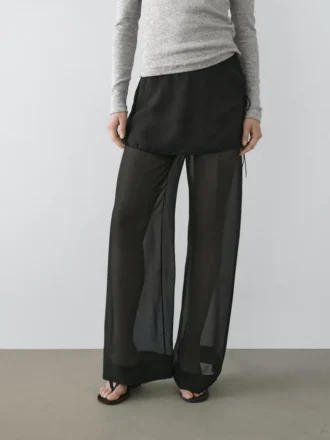 Flowing Contrast Silk Pants