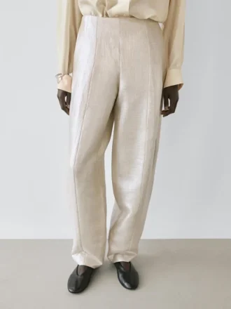 Flowing Metallic Linen Trousers