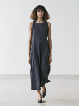 Flowing Midi Dress with Buckles