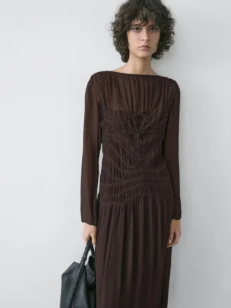 Flowing Midi Dress with Gathered Detail