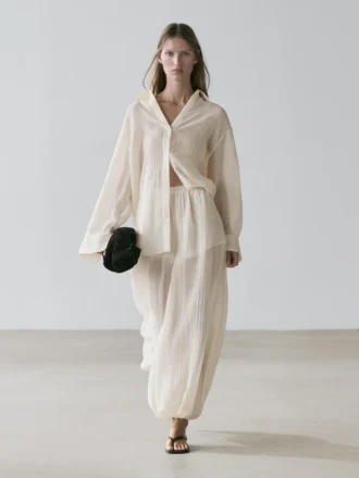 Flowing Shirt with Pleated Detail