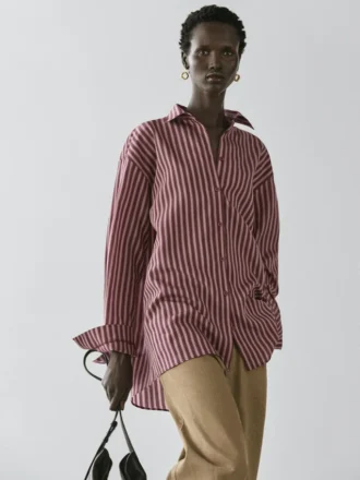 Flowing Shirt with Striped Detailing