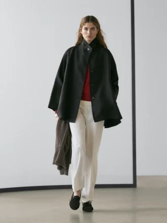 Flowing Voluminous Cape with Button Details