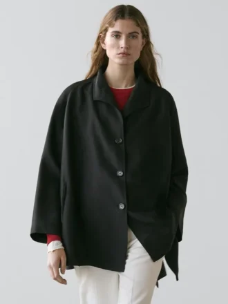 Flowing Voluminous Cape with Button Details