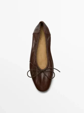 Gathered Ballet Flats with Bow