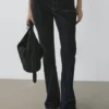 High-Waist Boot-Cut Flocked Jeans
