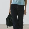 High-Waist Boot-Cut Flocked Jeans