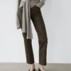 High-Waist Straight-Leg Waxed Trousers
