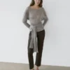 High-Waist Straight-Leg Waxed Trousers