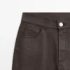 High-Waist Straight-Leg Waxed Trousers