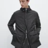 Hooded Parka with Fabric Detail